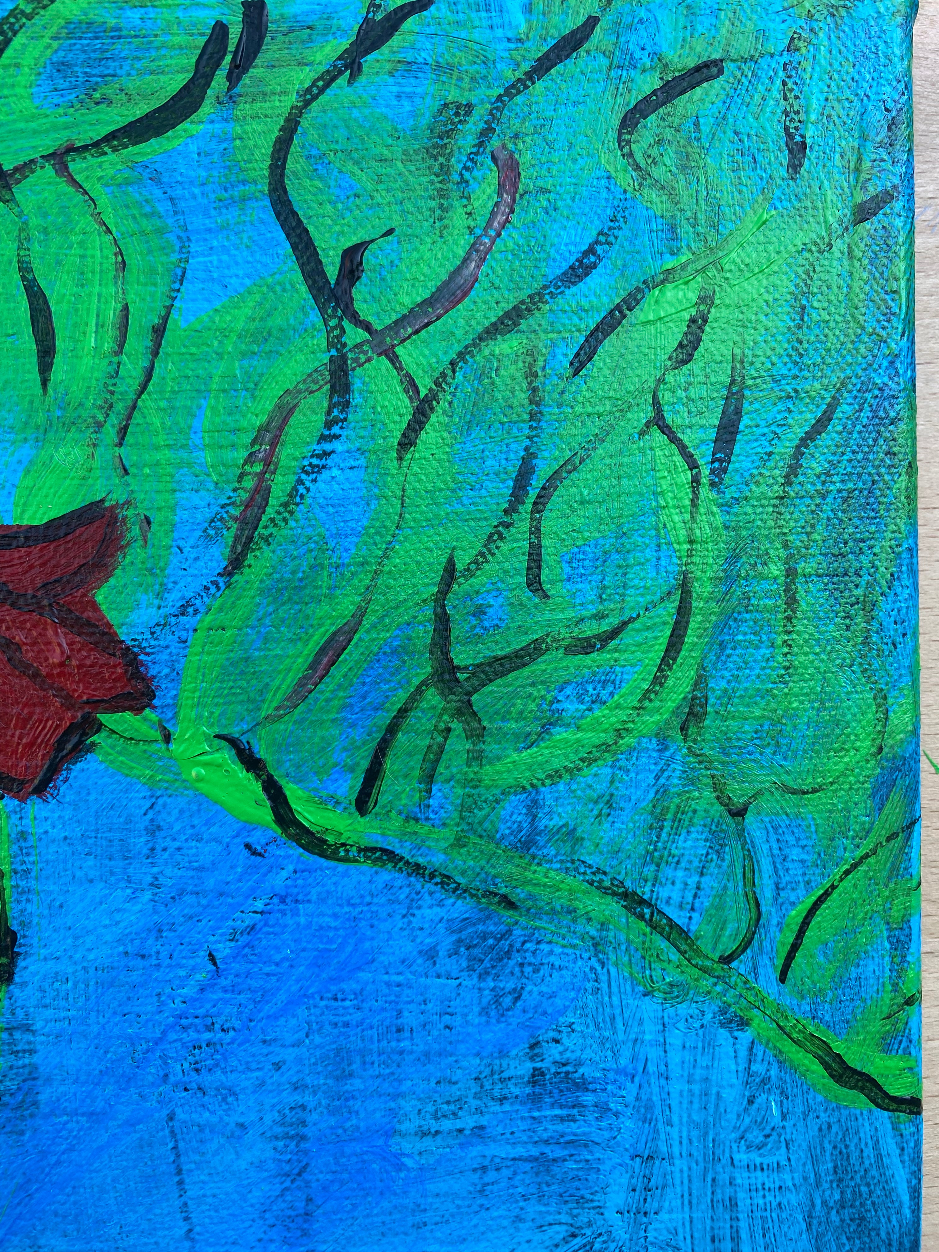 “das Waisenkind neben Blumen“
