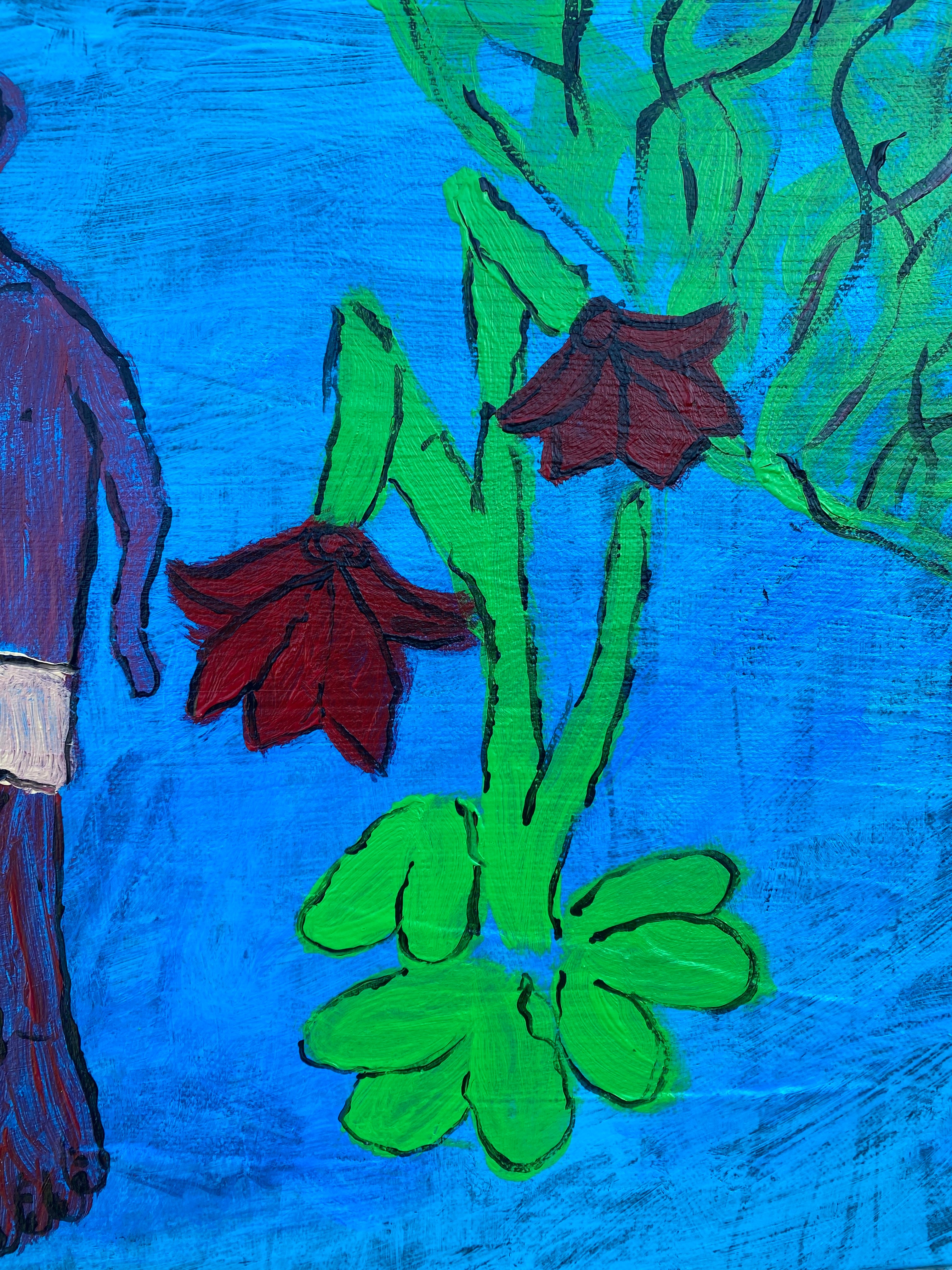 “das Waisenkind neben Blumen“