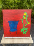 “Stillleben mit Stuhl und Blumen“